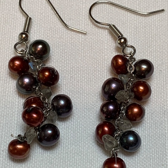Crimson & Gunmetal Freshwater Pearl Set - Picture 3 of 6